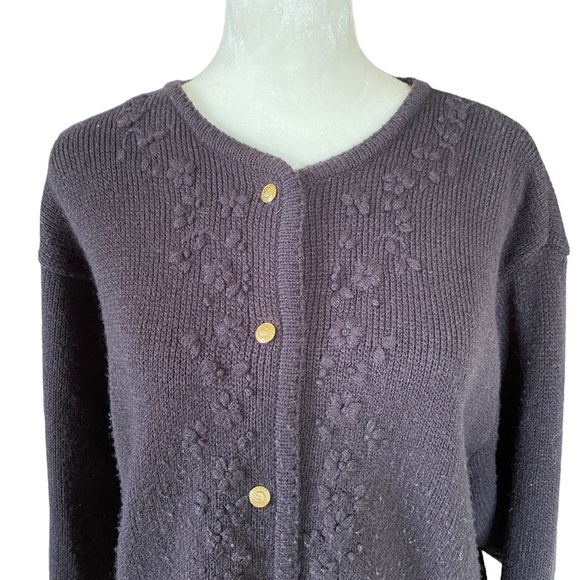 Crystal Kobe brown long sleeve button down sweater cardigan women’s size XL - Picture 5 of 8